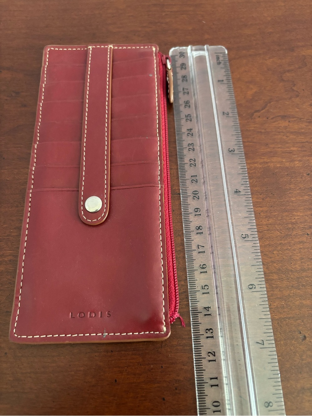 EUC Lodis Leather Slim Wallet | Multi‑Card Organizer | Classic Snap Closure - Picture 5 of 6